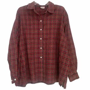 Tartan Plaid Shirt Allison Daley Women’s Sz 3XL Button Up Collared Christmas Top